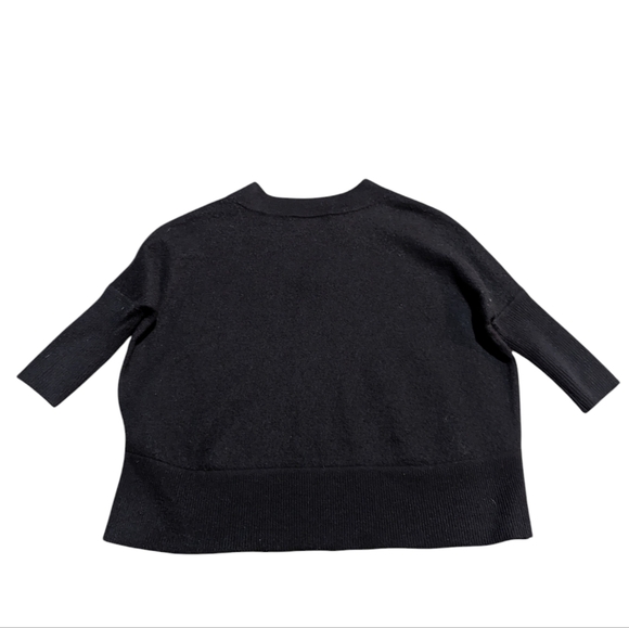 Anthropologie 100% Merino Wool Cropped Black Half Sleeve Sweater  Size XSP - Picture 2 of 6